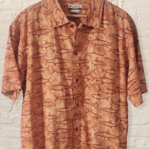 ☆Columbia☆ Men's Casual Button Up / Fish Overprint